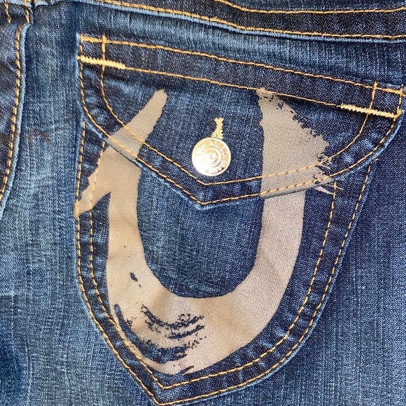 Y2K True Religion Women’s Denim Jeans LARGE LOGO BACK FLAP POCKETS STITCHING 31 - Picture 6 of 16